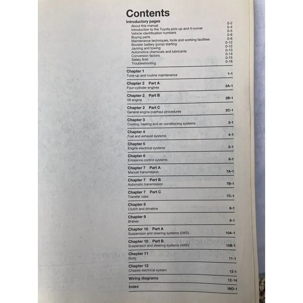 Toyota Pick-Ups & 4Runner 1979 to 1995 - Haynes Repair Manual 1998